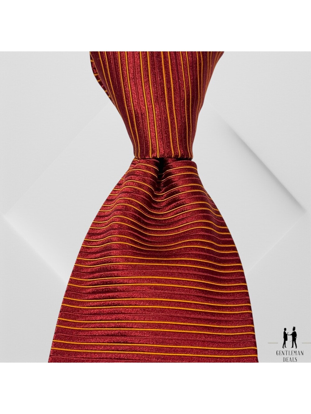 Les Copains Mens Silk Neck tie Red Orange Ribbed Striped  Woven Tie Italy 58x3.3